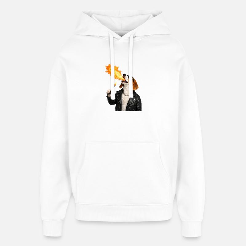 Motif du chien de feu - Sweat à capuche unisexe Stanley/Stella Oversized - blanc