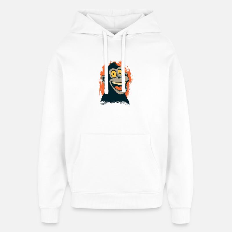 Comic Affenkopf mit gelbem Blick - Oversized Unisex Hoodie von Stanley/Stella - Weiß