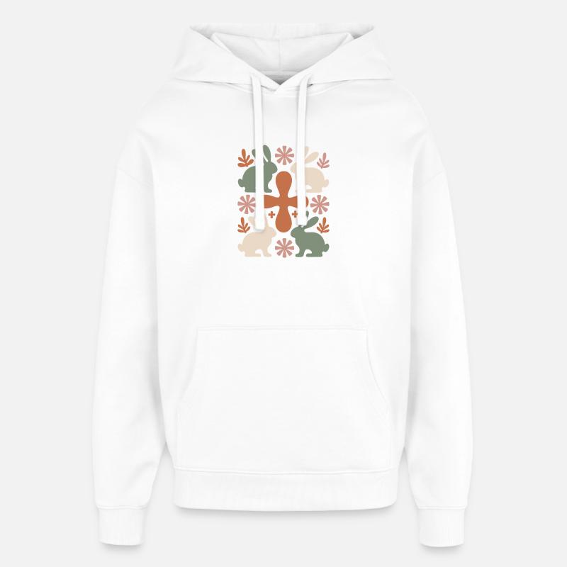 Easter Bunny Cross Pattern - Oversized Unisex Hoodie by Stanley/Stella - white
