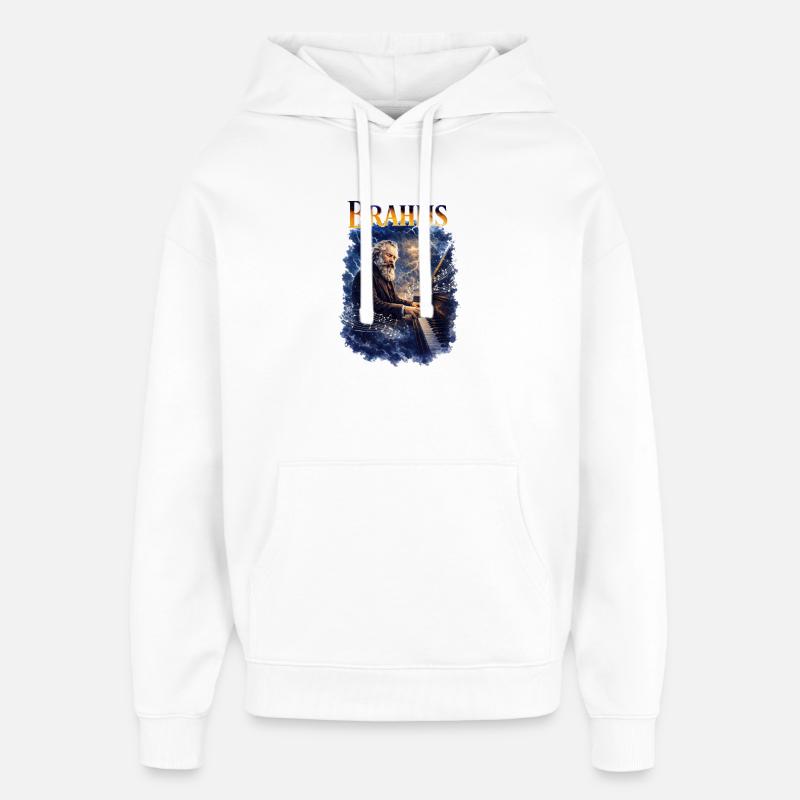 Tempête de piano de Brahms - Sweat à capuche unisexe Stanley/Stella Oversized - blanc