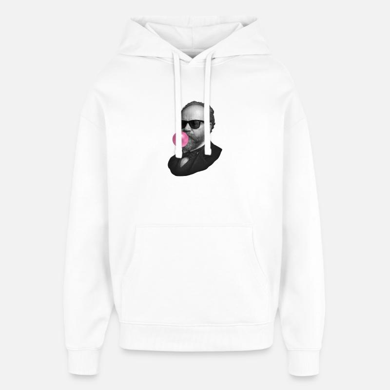 Svart och vit dandy med rosa bubbla - Stanley/Stella Oversized Huvtröja Unisex - vit