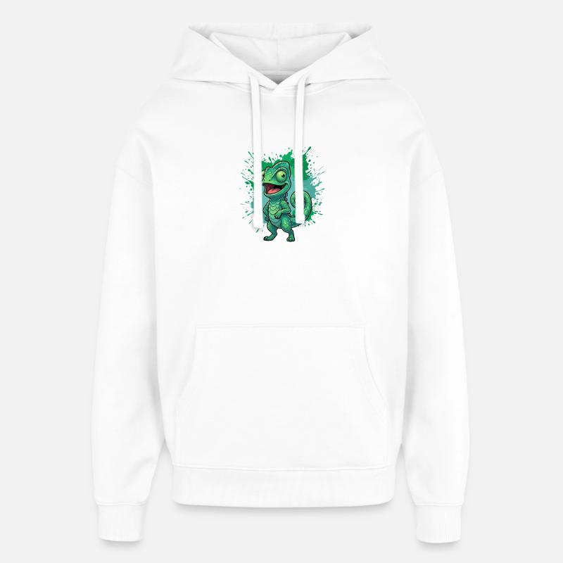 Fond éclaboussuré caméléon vert - Sweat à capuche unisexe Stanley/Stella Oversized - blanc