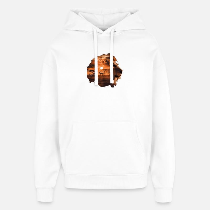 Löwe Savanne Sunset Double Exposure Design - Oversized Unisex Hoodie von Stanley/Stella - Weiß