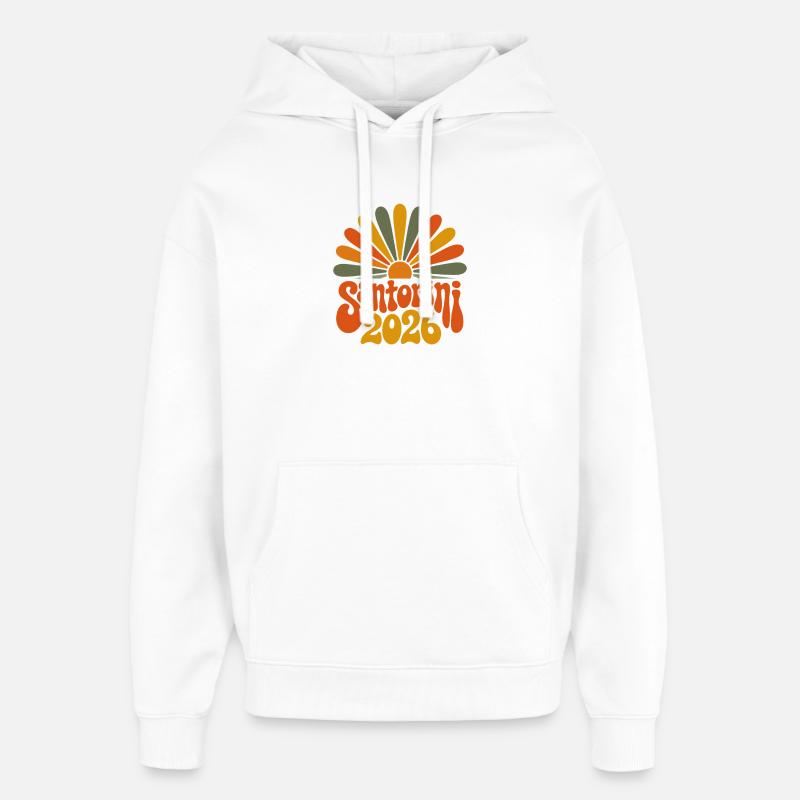 Santorin 2026 Éclat de soleil - Sweat à capuche unisexe Stanley/Stella Oversized - blanc