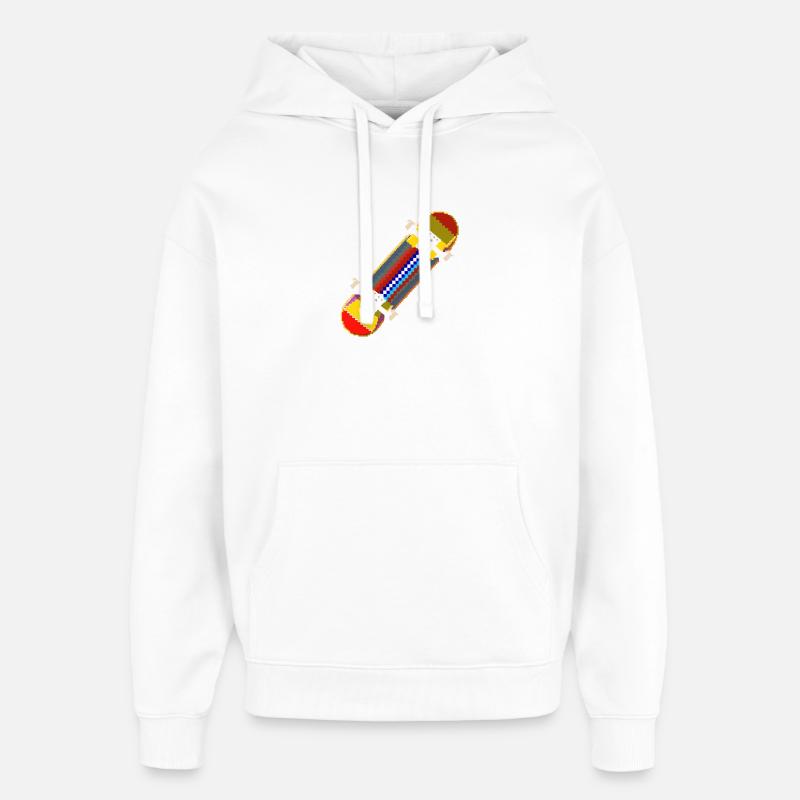 Skateboard Pixel Graphic - Sweat à capuche unisexe Stanley/Stella Oversized - blanc