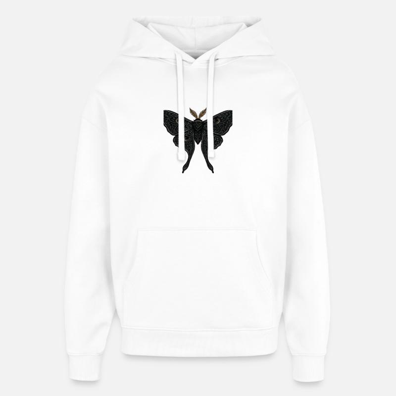 Tatouage gothique Moon Moth Moth - Sweat à capuche unisexe Stanley/Stella Oversized - blanc