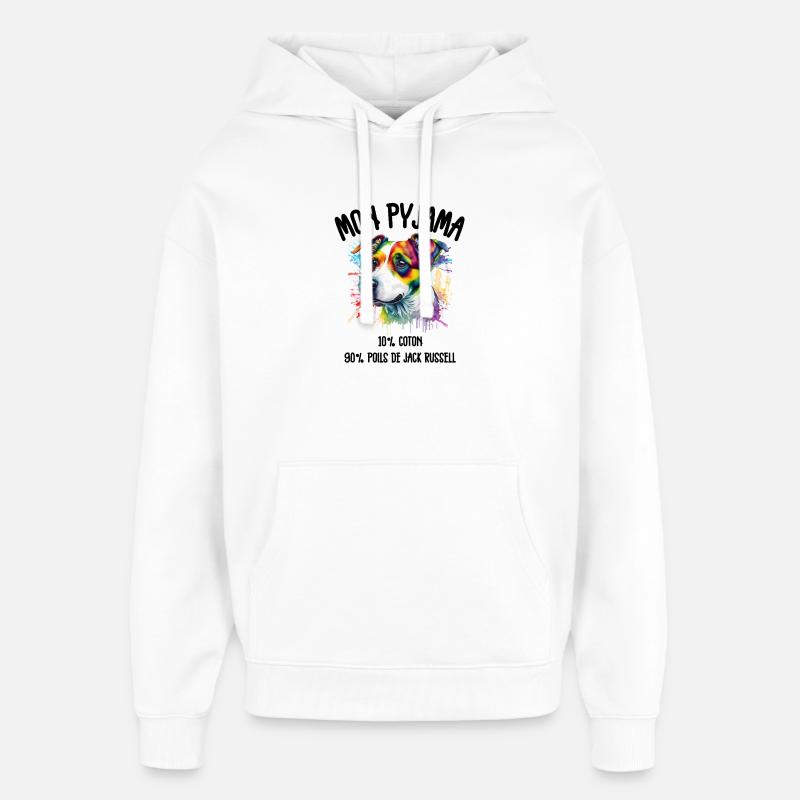 Pyjama Chien Jack Russell Humour - Sweat à capuche unisexe Stanley/Stella Oversized - blanc