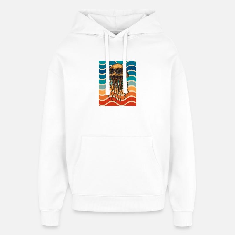 Plage des lunettes de soleil méduses - Sweat à capuche unisexe Stanley/Stella Oversized - blanc