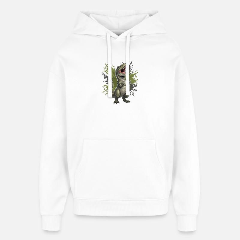 Motif du T Rex de combat - Sweat à capuche unisexe Stanley/Stella Oversized - blanc