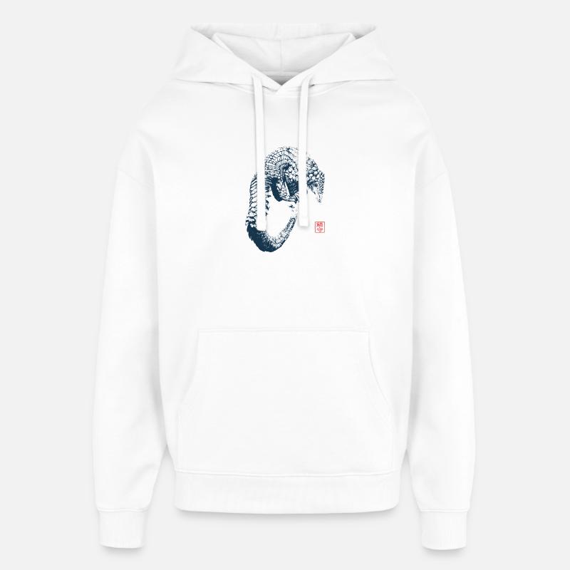 Pangolin avec le tampon de kanji - Sweat à capuche unisexe Stanley/Stella Oversized - blanc