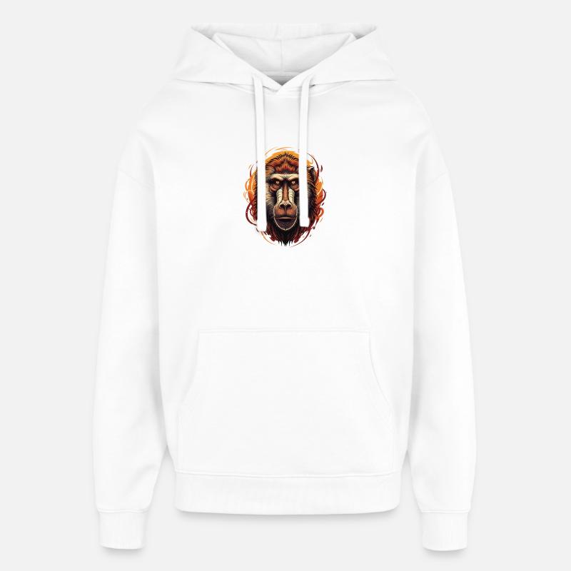 Portrait du Babouin du Singe - Sweat à capuche unisexe Stanley/Stella Oversized - blanc