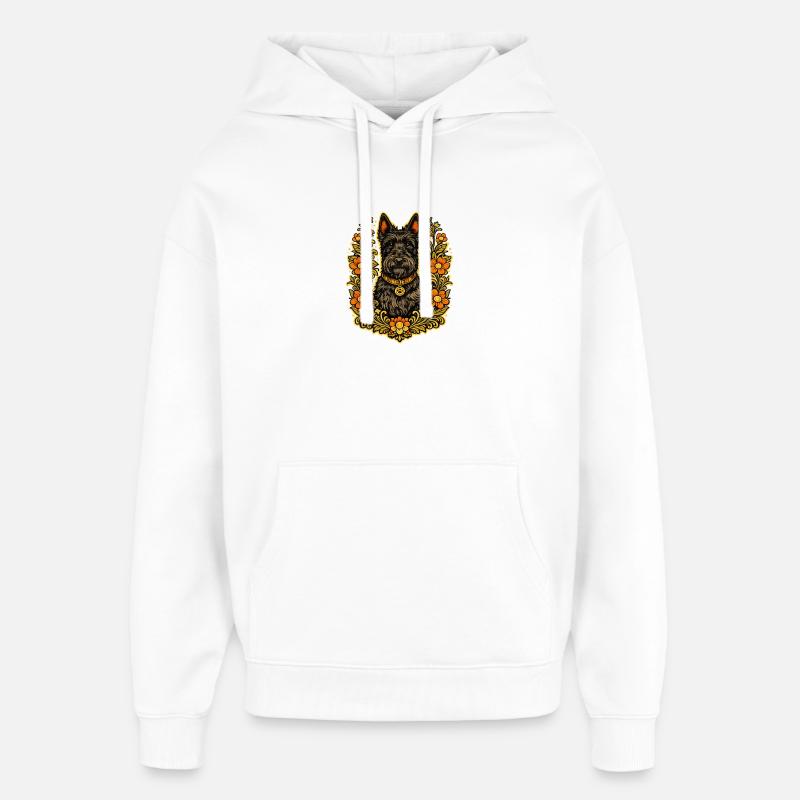 Floral Frame Scottish Terrier - Oversized Unisex Hoodie von Stanley/Stella - Weiß