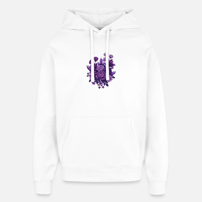 Bouquet de cristaux violets - Sweat à capuche unisexe Stanley/Stella Oversized - blanc