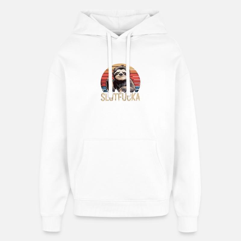 Sloth Doigt d’Honneur Sarcasme Rétro - Sweat à capuche unisexe Stanley/Stella Oversized - blanc