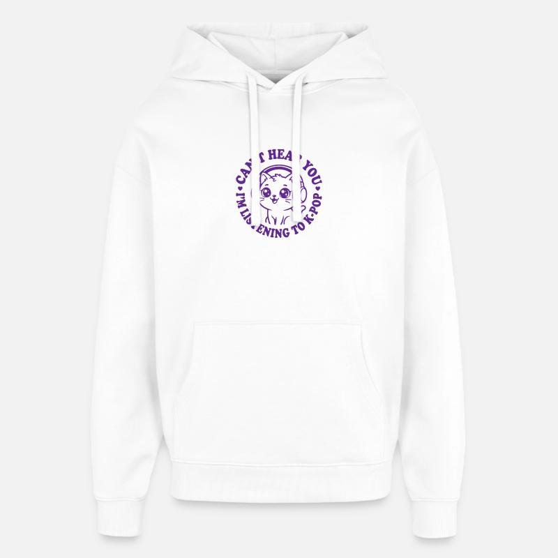 Casques K-Pop Cat Music Kawaii - Sweat à capuche unisexe Stanley/Stella Oversized - blanc
