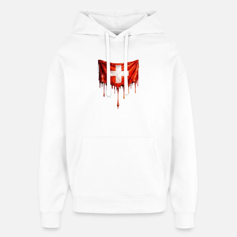 Drapeau suisse dégoulinant - Sweat à capuche unisexe Stanley/Stella Oversized - blanc