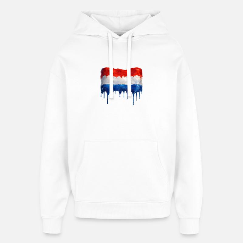 Drapeau néerlandais dégoulinant - Sweat à capuche unisexe Stanley/Stella Oversized - blanc