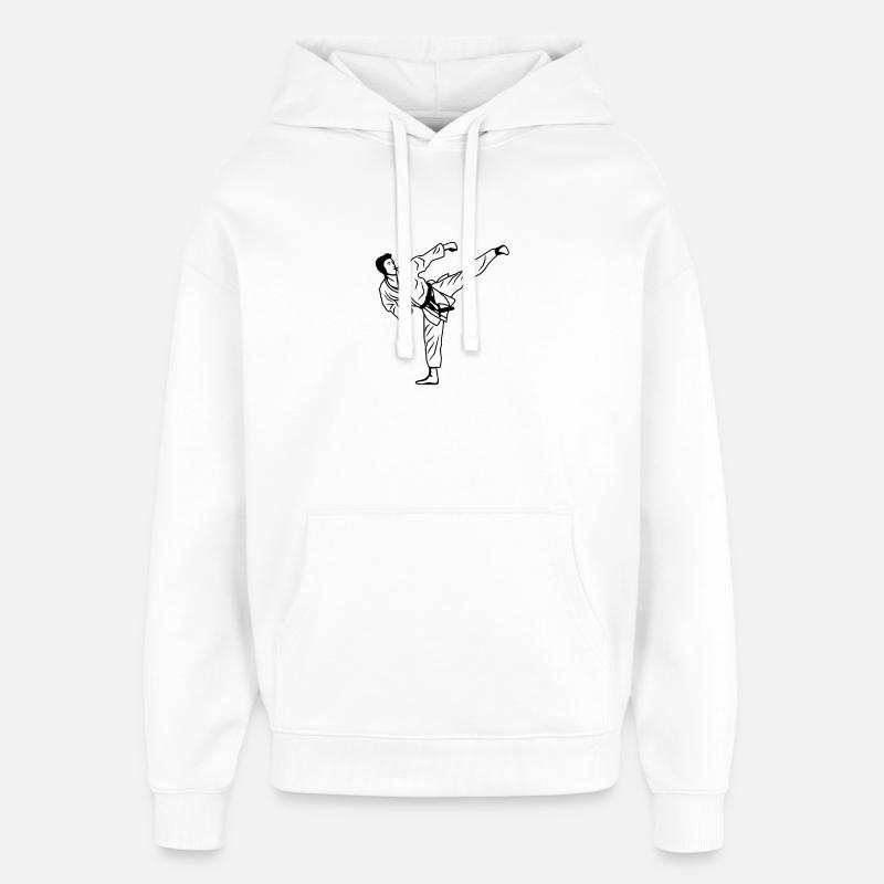 Sketch de karaté - Sweat à capuche unisexe Stanley/Stella Oversized - blanc