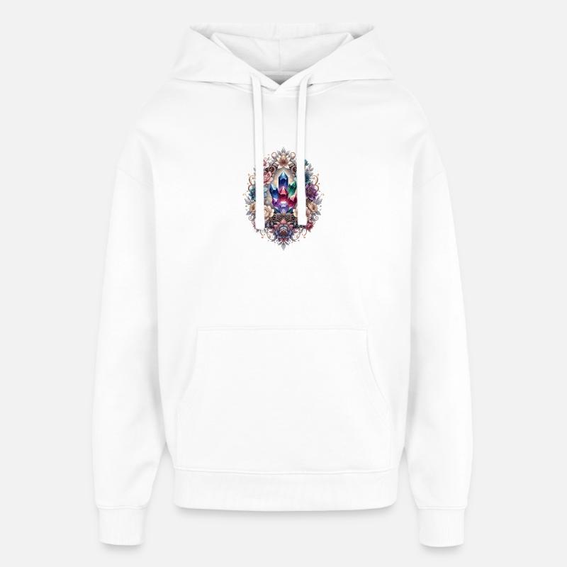 Anneau prisme aux fleurs de cristal - Sweat à capuche unisexe Stanley/Stella Oversized - blanc