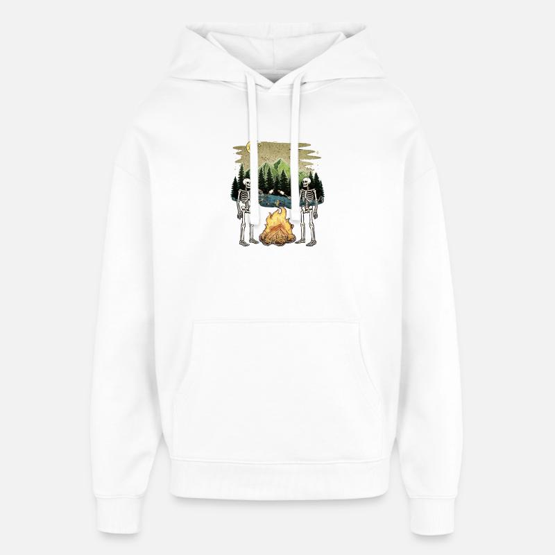 Skeleton Campfire Night Marshmallow Camping Camp - Oversized Unisex Hoodie von Stanley/Stella - Weiß