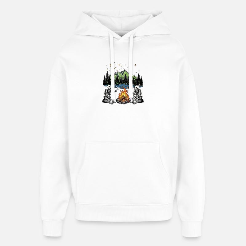 Skeleton Campfire Night Marshmallow Camping Camp - Oversized Unisex Hoodie von Stanley/Stella - Weiß