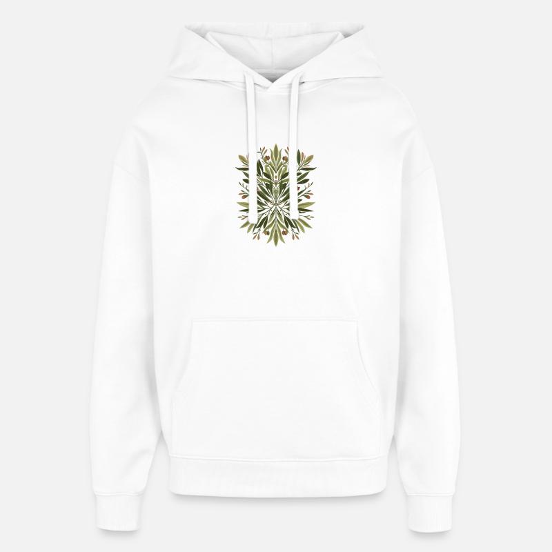 Feuilles Mandala Vert - Sweat à capuche unisexe Stanley/Stella Oversized - blanc