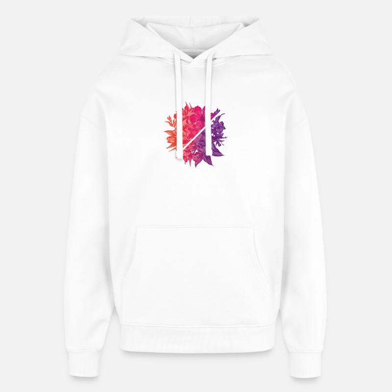 Fleurs & Diagonale arc-en-ciel - Sweat à capuche unisexe Stanley/Stella Oversized - blanc