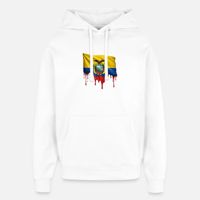 Ecuadors flagsprøjt - Hættetrøje unisex Stanley/Stella Oversized - hvid