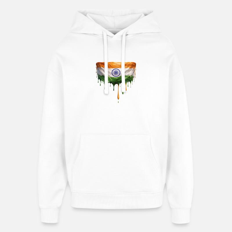Art du drapeau indien - Sweat à capuche unisexe Stanley/Stella Oversized - blanc