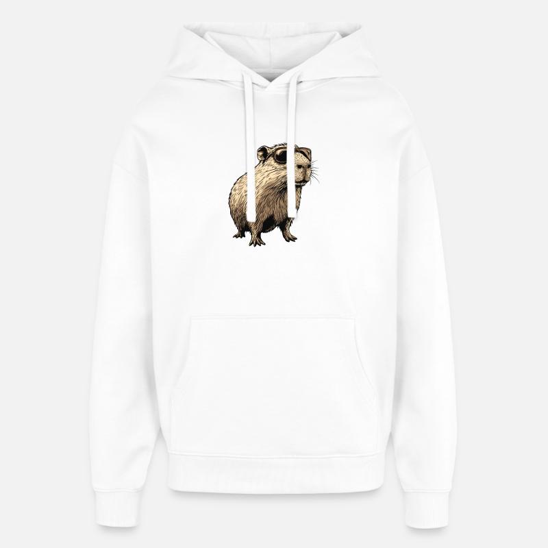Capybara avec lunettes de soleil - Sweat à capuche unisexe Stanley/Stella Oversized - blanc