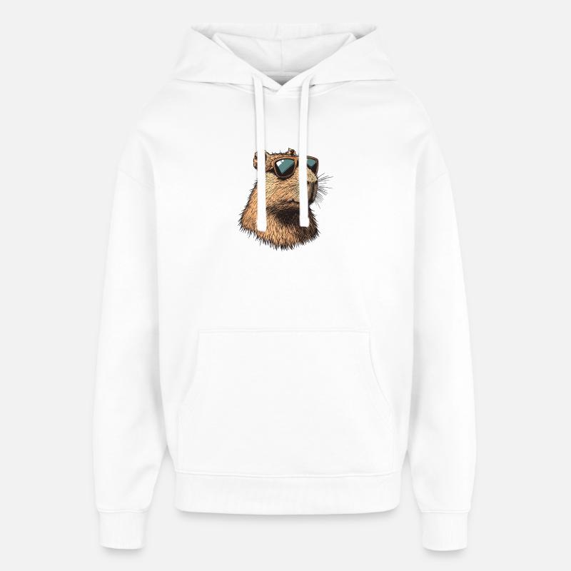 Capybara avec lunettes de soleil - Sweat à capuche unisexe Stanley/Stella Oversized - blanc