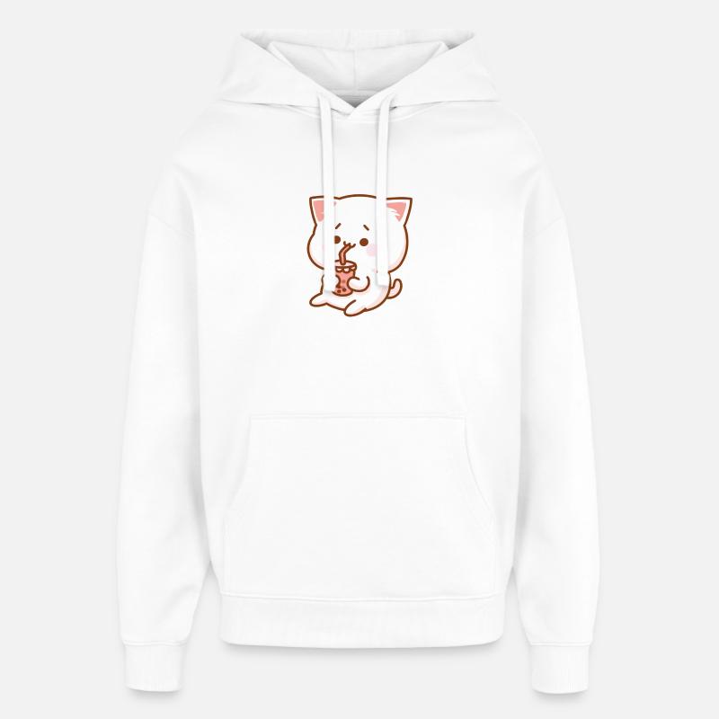 Katt og rist - Stanley/Stella Oversized Hettegenser unisex - hvit