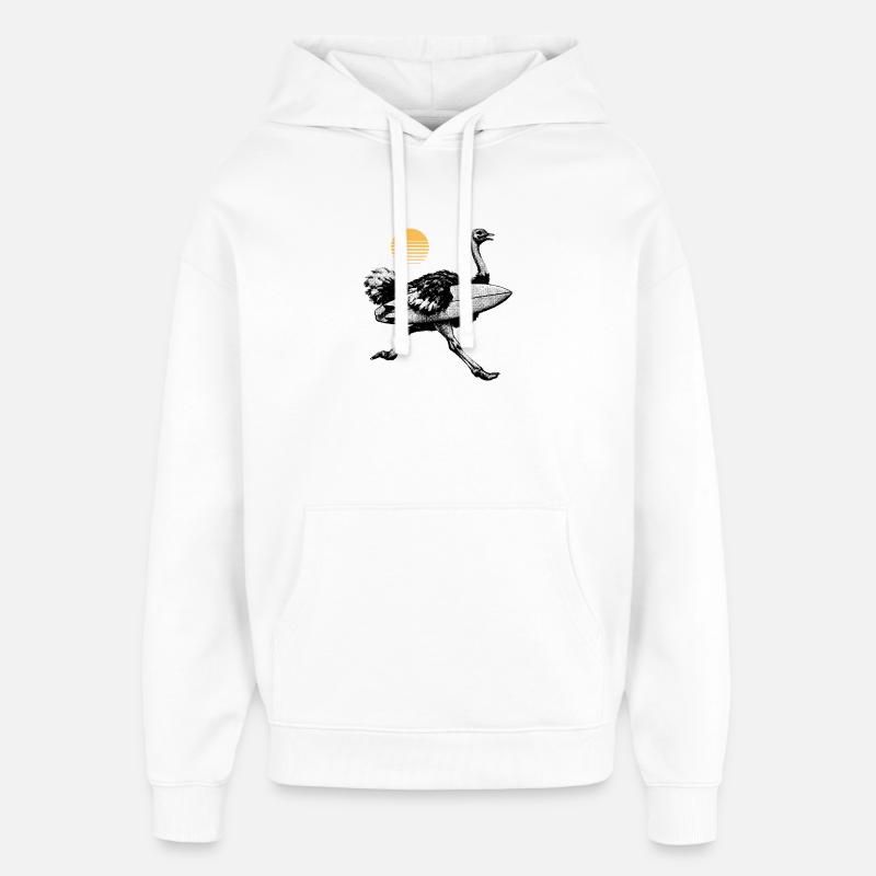 Autruche avec planche de surf - Sweat à capuche unisexe Stanley/Stella Oversized - blanc
