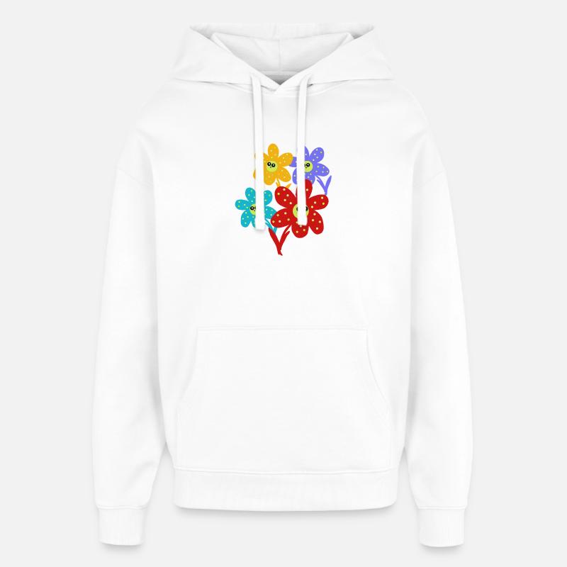 Fleur joyeuse sourire Fleur Rétro - Sweat à capuche unisexe Stanley/Stella Oversized - blanc