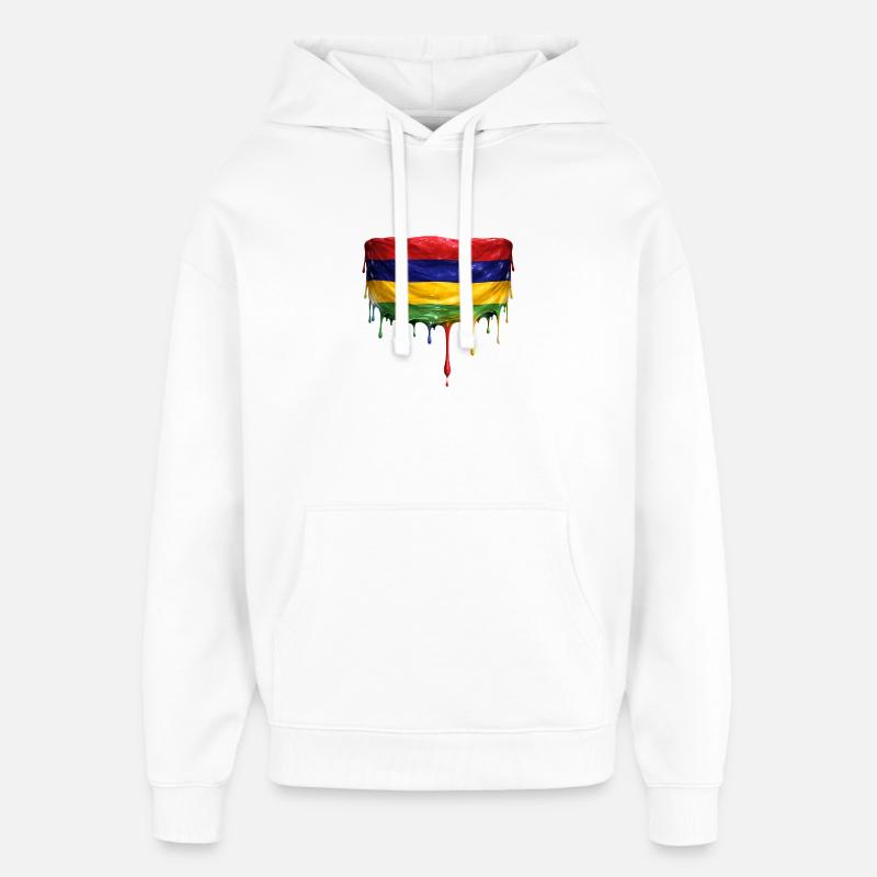 Art du drapeau de Maurice - Sweat à capuche unisexe Stanley/Stella Oversized - blanc
