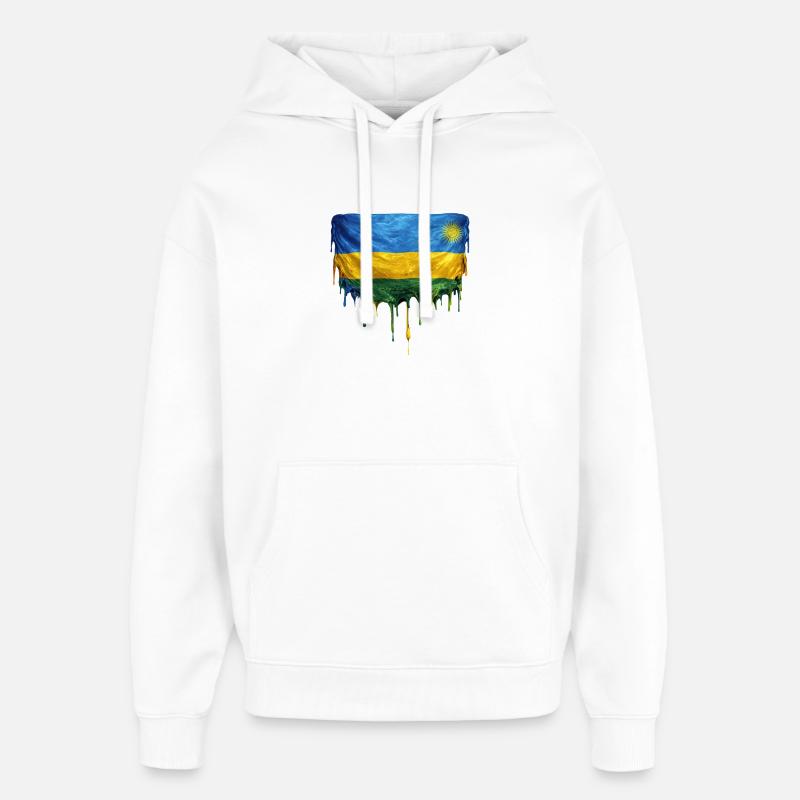 Art de chute : drapeau rwandais - Sweat à capuche unisexe Stanley/Stella Oversized - blanc