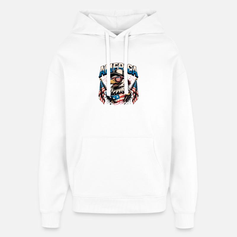 Patriotic Eagle with Flags - Oversized Unisex Hoodie by Stanley/Stella - white