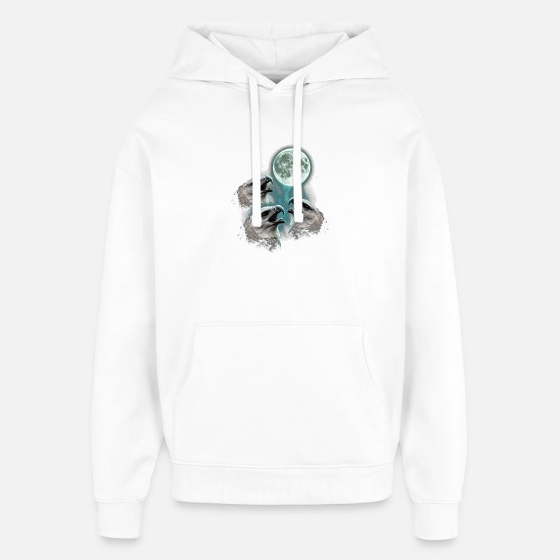 Aigles harpies hurlant vers la lune - Sweat à capuche unisexe Stanley/Stella Oversized - blanc