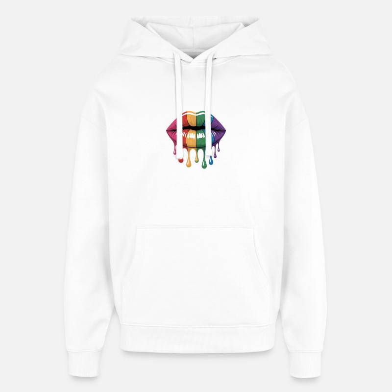 Rainbow Lips Drops lgbtqia+ - Sweat à capuche unisexe Stanley/Stella Oversized - blanc