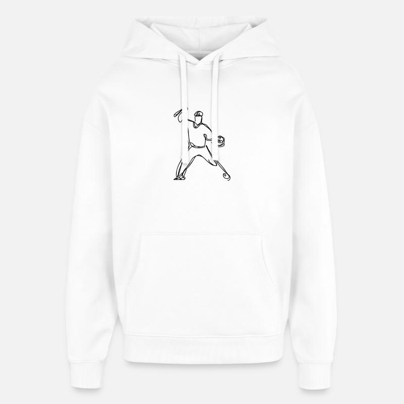 Dessin des joueurs de baseball - Sweat à capuche unisexe Stanley/Stella Oversized - blanc