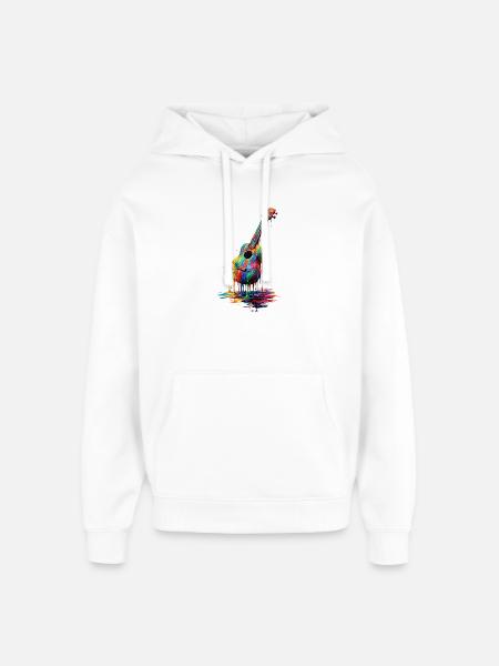 Ukulele med dryppende maling - Hættetrøje unisex Stanley/Stella Oversized - hvid