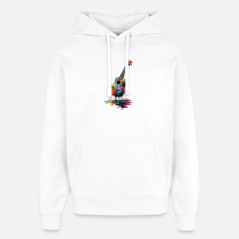 Ukulele with dripping paint - Oversized Unisex Hoodie by Stanley/Stella - white
