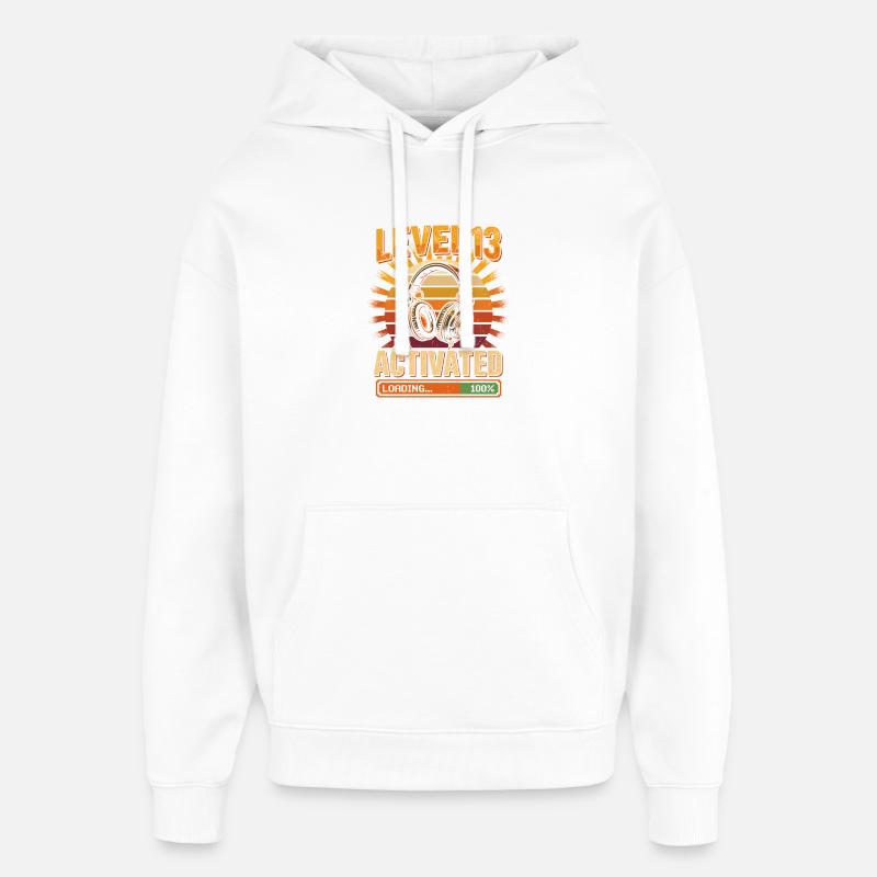 Niveau 13 Activer le casque rétro - Sweat à capuche unisexe Stanley/Stella Oversized - blanc