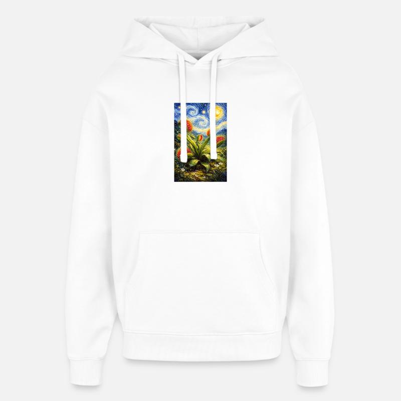 Venus Flytrap Starry Night - Oversized Unisex Hoodie by Stanley/Stella - white