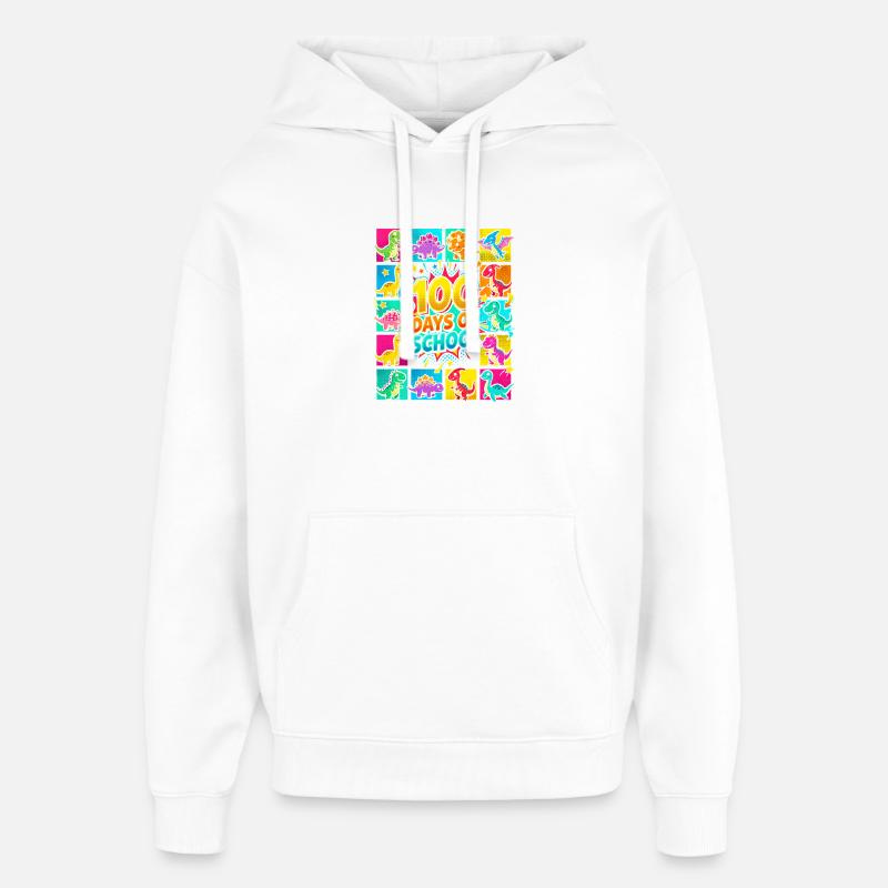 Dino Bunt : 100 jours d’école - Sweat à capuche unisexe Stanley/Stella Oversized - blanc