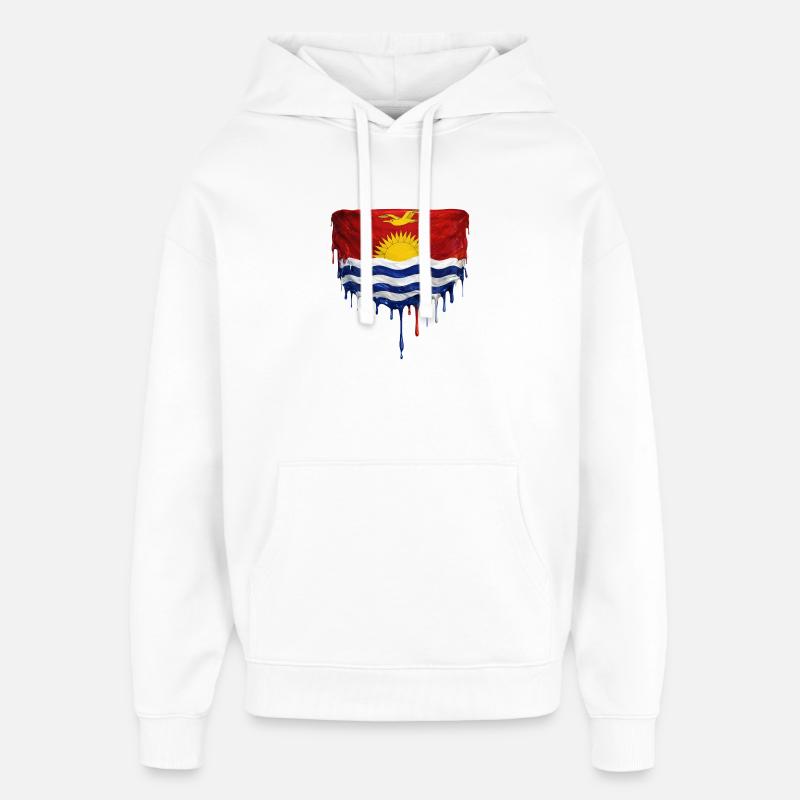 Drapeau de Kiribati dégoulinant - Sweat à capuche unisexe Stanley/Stella Oversized - blanc