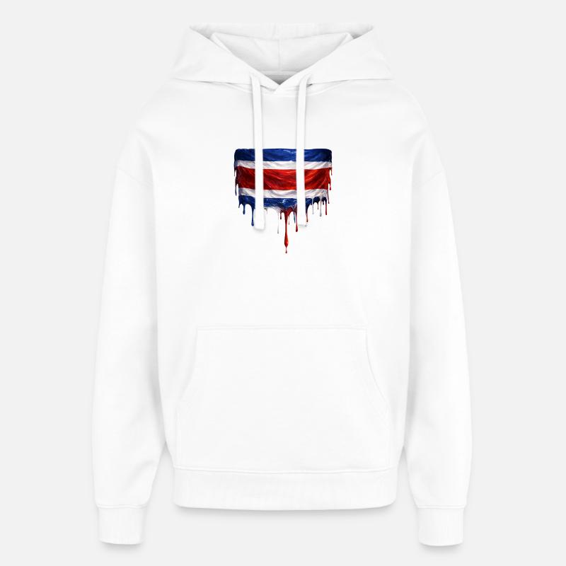 Drapeau dégoulinant du Costa Rica - Sweat à capuche unisexe Stanley/Stella Oversized - blanc