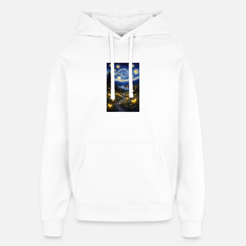 Nuit étoilée de luciole - Sweat à capuche unisexe Stanley/Stella Oversized - blanc