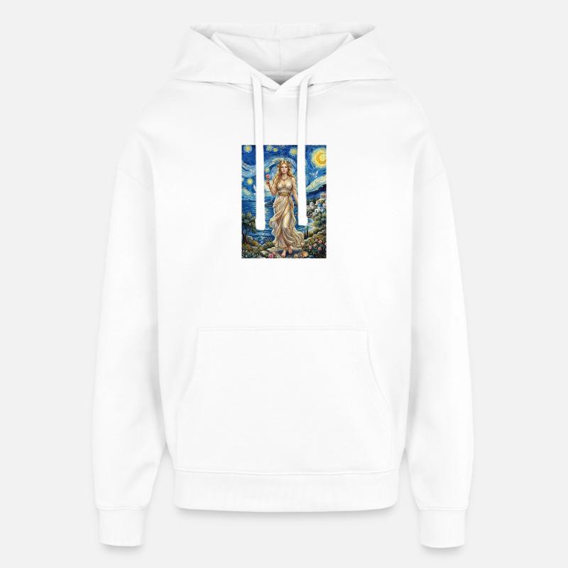 Nuit étoilée d’Aphrodite - Sweat à capuche unisexe Stanley/Stella Oversized - blanc