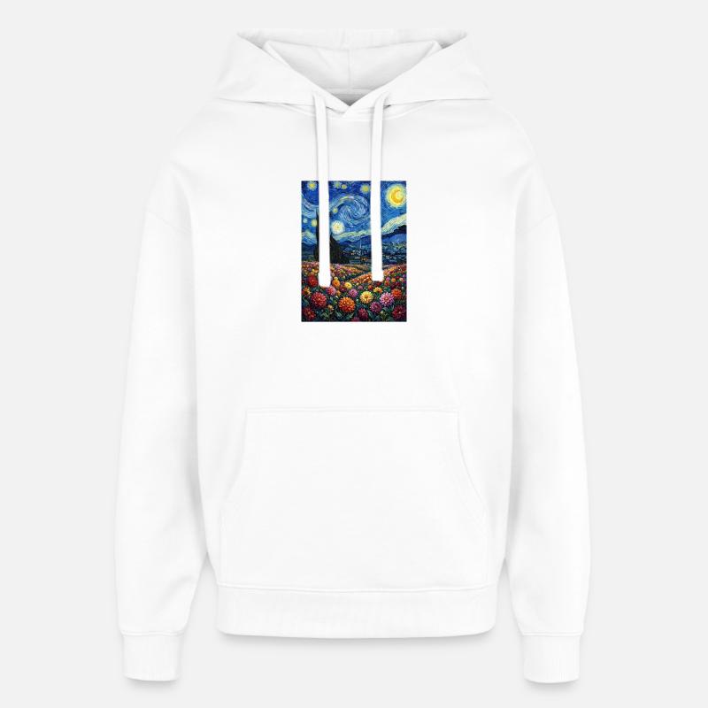 Nuit étoilée de Dahlia - Sweat à capuche unisexe Stanley/Stella Oversized - blanc
